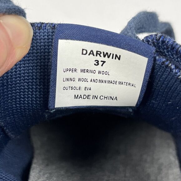 Woolloomooloo EUC Darwin Sneakers Womens 37 Navy Blue Merino Wool Lace Up - Picture 5 of 7